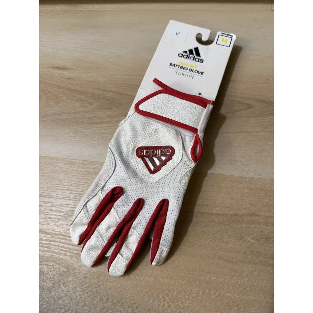 Adidas Destiny Batting Gloves Women's Medium Climalite White Red New